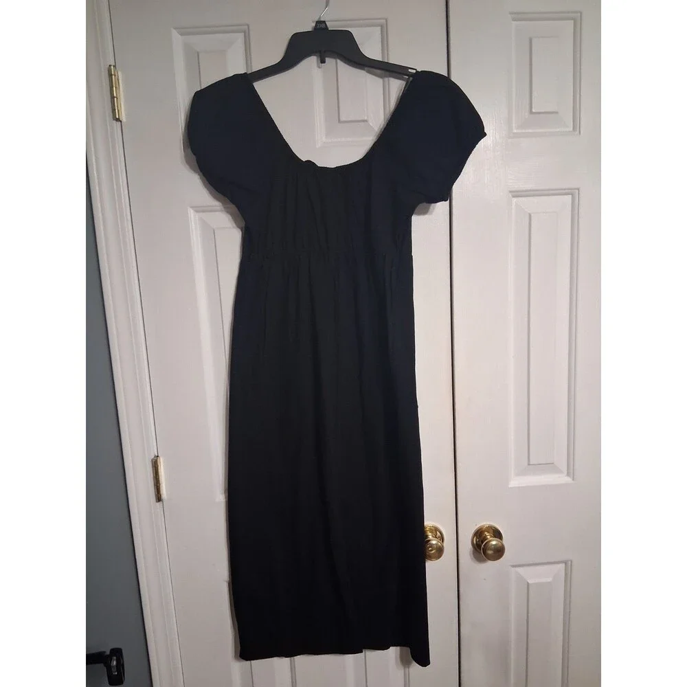 NWT Women's Old Navy Short Sleeve Scoop Neck Midi Dress Size S Black